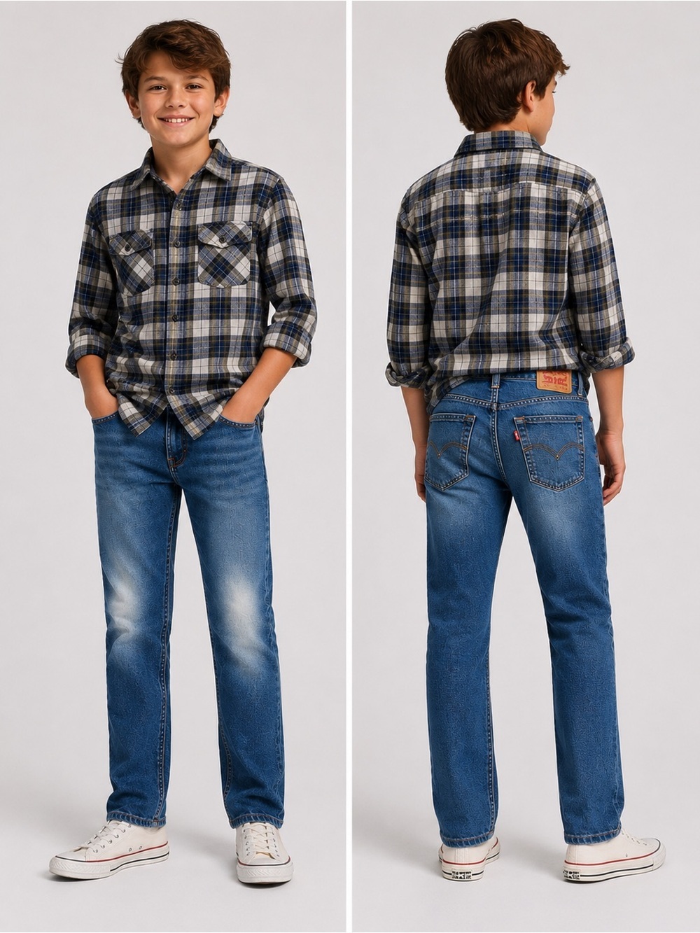 Levi's Boys 511 Slim Fit Thrashed Western  Jeans Size 10R W25 L26 Blue Denim‎